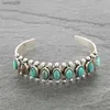 Western Boho Turquoise Silvertone Cuff Bracelet for Women Men Natural Turquoise "C" Cowgirl Cowboy Bangle Bracelet with Stone L230704