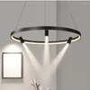 الثريات التجارية LED RING الثريا مع دائرة الضوء على غرفة الطعام تعليق Luminaire Indoor مصباح الإبداع الإضاءة مكتب المطعم