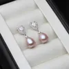 Stud Fashion Freshwater Pearl Earrings Womens Straight Drop 925 Silver Natural Wedding Jewelry 230719