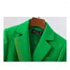 Women's Two Piece Pants Green Suits Women 2023 Spring High End Fashion Temperament Formal Long Sleeve Slim Blazer And Office Ladies Work