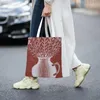 Sacolas de compras personalizadas femininas de lona Yayoi Kusama com mantimentos flor em pote para compras