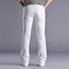 Целые люди новые белые дизайнеры Flare Jeans Pants Fashion Casual Mens Wide Legs Men's Etrend Slim Denim Blousers288b
