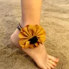 Anklets Boho Vintage Tyg Chiffon Flower for Women Sexig solro Ankelarmband Legfotkedja Summersmycken ToBilleras