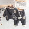 Clothing Sets Spring And Autumn Baby Bear Plush Warm Suit 0-5 Years Old Boys Girls Hooded Sweater Trousers Two-piece Sportswear