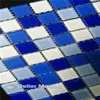 azul e branco misto de cristal e mosaico de vidro para banheiro e cozinha piscina azulejo de parede 25x25mm 4 metros quadrados por lo336l