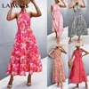 Grundläggande avslappnade klänningar Rose Red Women's Backless Tie Elegant Strap Sexig Summer Women's Dress tack vare sundress Laides Boho Red Sleeveless Maxi Dress 230720