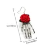 Mode crâne main boucles d'oreilles femmes mode créatif gothique alliage rouge Rose fleurs boucles d'oreilles Halloween fête bijoux cadeaux