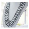 Collier de perles baroques grises argentées de Tahiti 12-13 mm 38 pouces fermoir en or 14 carats colliers de perles265M