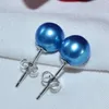 Pendientes de botón XF800 S925 Plata de ley Perla de agua dulce natural redonda Joyería fina Blanco Azul Rosa Púrpura Regalo de boda 2023