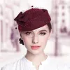 Baskar Caps for Women Bride Elegant Wool Gaze Bow Airline Stewardess White Women's Fedora Caps Formal Lady Hat Royal Style3428