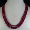 Fashion 2x4mm NATURAL RUBY FACETED BEADS NECKLACE 3 STRAND231I