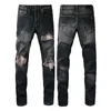 Мужские джинсы Европейский Jean Hombre Letter Star Мужские вышивки в стиле пэчворк Ripped For Trend Брендовые мотоциклетные брюки Мужские узкие дизайнерские джинсы мужские мужские джинсы мужские джинсы