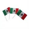 14 21cm Mexico flag with white pole and golden tip Whole polyester good quality small National flags 100PCS LOT244k