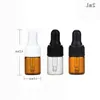 Empty Mini Essential Oil Bottle 1ml 2ml 3ml Amber Clear Glass Dropper Bottles with Black white Cap Hkgew