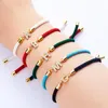 Charm Bracelets 2023 DIY Accessories Initial Letter Bracelet For Women Pave Zircon A-Z Adjustable Colorful Rope Couple Jewlery Gifts