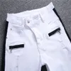 Nuevos pantalones vaqueros rasgados para hombre, a rayas, blancos, rectos, ajustados, informales, con agujeros, pantalones vaqueros de motorista, pantalones de talla grande 0103253Y