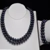 2 rad 8-9mm Tahitian Black South Sea Pearl Necklace Bracet307V