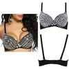 Novo sutiã feminino sexy all-over com strass roupa íntima estilo punk metálico estilo clubwear stripper wear cor prata 201013255p