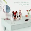 Lagringslådor Rensa akryl Makeup Organizer Box Lipstick Nail Polish Display Stand Holder Cosmetic Case smycken