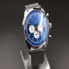 Новое прибытие часов Quartz Watch для Men Blue Dial Analog Полный сталь Band Band Digital Watch Montre Hommme295n