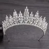 Hårklipp tiara kristall brud brud krona diadem slöja bröllopstillbehör huvudstycken äktenskapsmycken