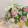 Fleurs décoratives Mefier Artificielle Dusty Rose Ombre Box Set Réaliste Faux Roses W / Tige Pour DIY Centres De Mariage Bouquets Décorations