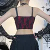 Women's Tanks Gothic Floral Lace Buckle Corset Crop Tops Y2K Sexy Red Sleeveless PU Leather Straps Tank Summer Women Streetwear