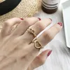 Cluster Rings 925 Sterling Silver 18K Gold Hollow Love Siamese Hearts Snuggle Fit Cupidon Arrow Ring Valentine's Day Present Girlfriend