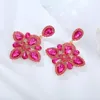 Pendientes colgantes de moda multicolor gota de cristal para mujer accesorios de oreja de lujo para novia Vintage Hada fucsia colgante joyería