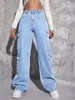 Women's Jeans Y2K Style Multi-pocket Loose High-waisted Overalls Washed Casual Sweet