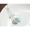 Orecchini pendenti creati da sé in argento 925 smeraldo naturale giada pesca perline originali fai da te a mano accessori regali donna gioielli