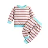 Zestawy odzieży 0-24 miesiąc urodzony niemowlę dzieci chłopcy w paski wiosenne jesienne ubrania bluzy z długim rękawem