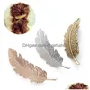 Hårklämmor Barrettes Leaf Feather Design Punk Women Girl Clip Pin Claw For Party Gift Styling Tools Ornament Accessories Drop Deli DHTS7