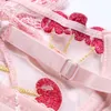 Conjuntos de sutiãs cuecas femininas conjunto de sutiã e calcinha rosa conjunto de sutiã transparente lingerie Kawaii cerejeira bordado sutiã feminino sutiã sem forro 230719