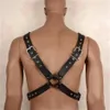 Бюстгальтеры устанавливают сексуальные кожаные топы грудь мужчина использует регулируемые фетишные ремни для тела Эротическая гей -одежда для BDSM Bondage Sex249i