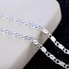 Chains Fashion 18k Gold Necklace 2MM 16/18/20/22/24/26/28/30 Inch Side Chain For Women Men Jewelry Silver