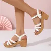 Sandaler Heel Shoes for Women Summer Fashion Ankle Strap Womens Chunky Vintage Dress Open Toe Ladies Platform 230720