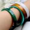 UJBOX 1PC Japanese Korean Simple Multicolor Flat Acrylic Resin Bangles Emerald Imitation Jade Bracelet Circle Wrist Jewelry L230704