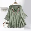 Kvinnors blusar Pullover Shirt Anti-Pilling Summer Blus V-Neck Chic Crochet Lace Trim Flower Decor Casual Workwear