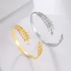 Cazador Leaves Ear of Wheat Bracelet for Women Stainless Steel Cuff Bangles Gold Color Luxury Jewelry Mother Day Gift Birthday L230704