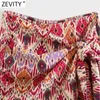 Kobiety damskie Zevity Totem Floral Print Bermuda Shorts Ladies Chic Side Zipper Bow Raisd Casual Shorts Sperts Pantalone Cortos P1231 230719