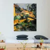 Contemporary Abstract Art on Canvas Turning Road at Montgeroult. 1898 Paul Cezanne Textured Handmade Oil Painting Wall Decor