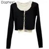 Women's Sweaters Spring Elegant Cotton Knitted Vest Low Round Neck T-shirt For Women Small Casual Shirt Two-Piece Set Ladies