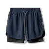 Calças masculinas shorts de corrida camuflados masculinos shorts esportivos de dois andares de secagem rápida fitness, jogging e treino, shorts masculinos respiráveis e casuais 230720