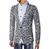 Męskie garnitury Blazers Wedding Blazer for Men Leopard Print Stage Kurtka Slim Fit Casual Płaszcz Czarny White2505