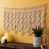 Tapestries Macrame Window Curtain Valance Wall Hanging Boho Home Decor Beaded Door Decor-Rod Not Included