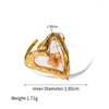 Alianças de casamento Minar Trendy Múltiplas Flores Reais Pingente Geométrico para Mulheres Anel Ajustável Aço Titânio Banhado a Ouro 18K