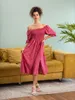 Casual Dresses Pink Red Floral Off Shoulder Chiffon Split Elegant Boho Summer Long Women Dress Backless Sexy Beach för 2023