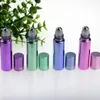 Mélange de placage 4 couleurs 10ml Roll on Glass Bottles Huile Essentielle Steel Metal Roller Ball pour Eliquid Oil Makeup Skin Care Portable For Tra Uqlp