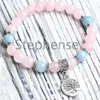 MG0640 Pulseira Feminina Quartzo Rosa A Grau Aquamarine Energy Bracelet Tree of Life Charm Yoga Mala Bracelet278E